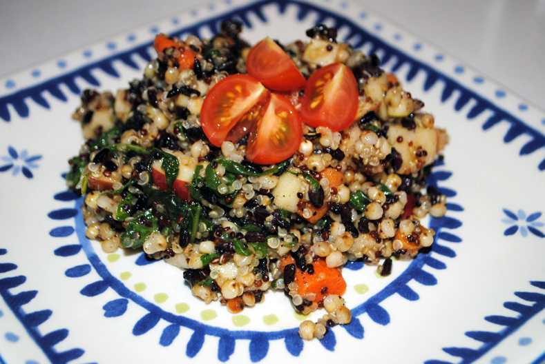 Recipe: Hearty Three Grain Salad with Carrots, Apples and Greens