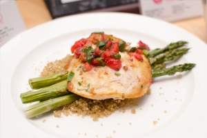 UMASS - Spicy Cumin Chicken with Strawberry Coulis, Quinoa and Grilled Asparagus